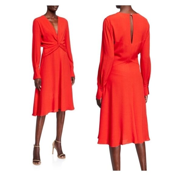 Equipment Short Faun Dress NWT $475 in Aura Orange / Poppy Red Women's Size 4 - Picture 5 of 13